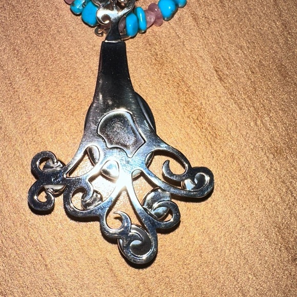 Turquoise & Rhodochrosite bead necklace with pendant by Jay King - Picture 9 of 14